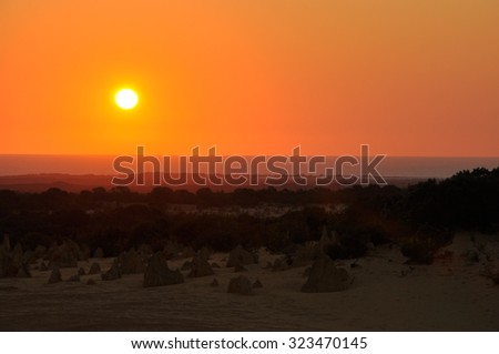 Sunset at the Pinnacles/Pinnacles Orange Sunset/Cervantes, Western Australia