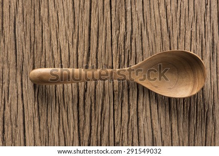Wood Spoon On Wood Table