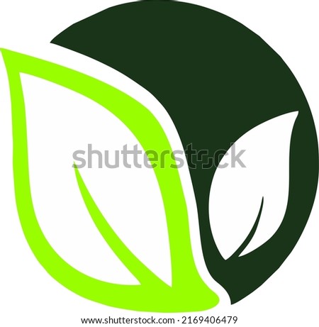 Two leaf logo vector illustration with half circle