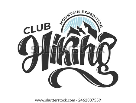Hiking Club Concept Logo Design. Mountain and Outdoor Exploration Emblem. Vector file