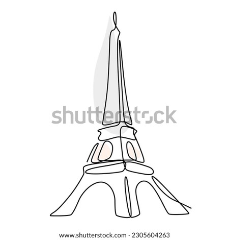 Continuous line art of eiffel tower. Simple line art. One line vector