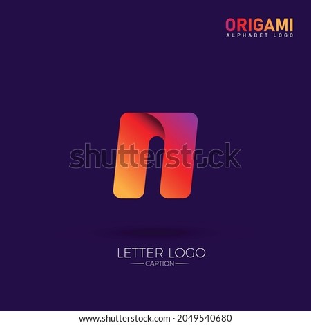 Technology Type Origami Style Professional N Letter Logo Foto stock © 