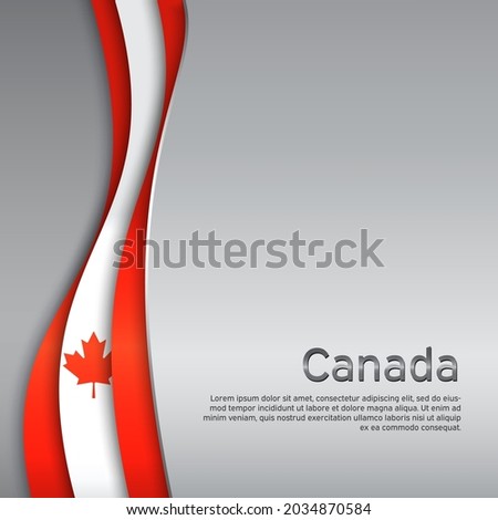 Abstract waving flag of canada. Creative metal background in canada flag colors for holiday card design. National Poster. State canadian patriotic cover, business booklet. Paper cut. Vector design