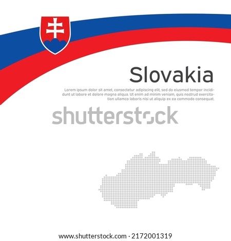 Abstract waving slovakia flag and mosaic map. Creative background for slovakia patriotic holiday card design. Flat style. National poster. State patriotic slovak cover, flyer. Vector design, template