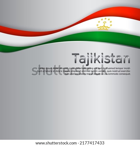 Abstract waving Tajikistan flag. National tajik poster. Creative metal background for design of patriotic holiday card. State tajikistan patriotic cover, flyer. Paper cut. Vector tricolor design