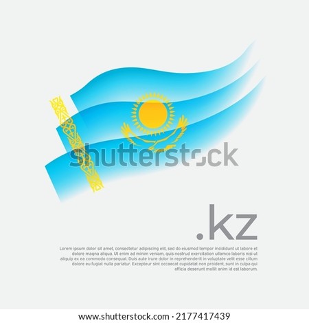 Kazakhstan flag watercolor. Vector stylized national design on white background. Kazakh flag painted with abstract brush strokes, kz domain, place for text. State patriotic banner of kazakhstan, cover