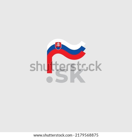 Slovakia flag icon. Original simple design of the slovakia flag, map marker. Design element, template national poster with sk domain. State patriotic banner. Vector illustration