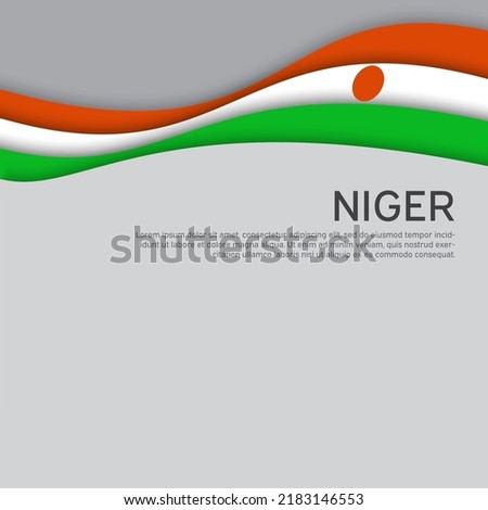 Abstract waving niger flag. Creative background for design of patriotic holiday card. National poster. State niger patriotic cover, flyer. Paper cut style. Vector tricolor design