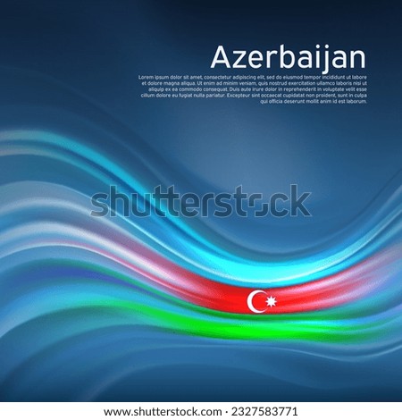 Azerbaijan flag background. Abstract azerbaijani flag in blue sky. National holiday card design. State banner, azerbaijan poster, patriotic cover, flyer. Business brochure design. Vector illustration