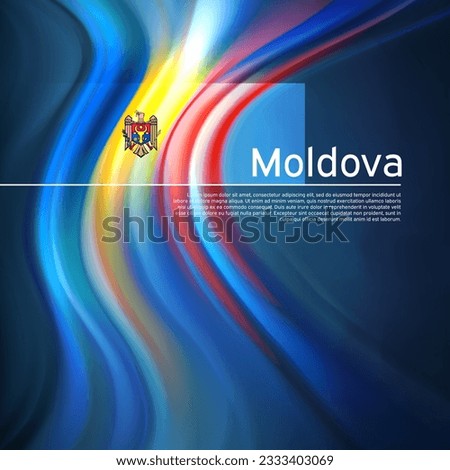 Moldova flag background. Abstract moldavian flag in the blue sky. National holiday card design. Business brochure design. State banner, moldova poster, patriotic cover, flyer. Vector illustration