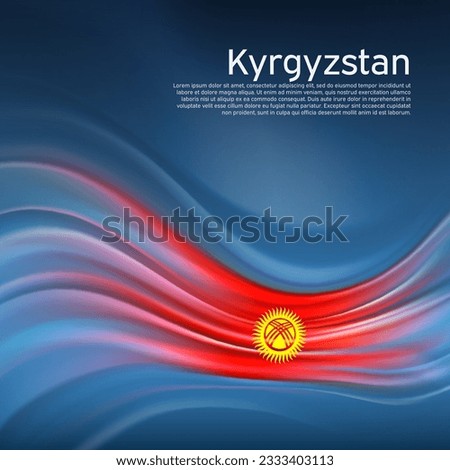 Kyrgyzstan flag background. Abstract kyrgyz flag in the blue sky. National holiday card design. State banner, kyrgyzstan poster, patriotic cover, flyer. Business brochure design. Vector illustration