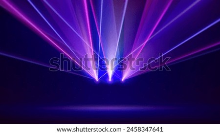 Image, Stock Photo Pink laser show nightlife club stage and shining sparkling rays. Luxury entertainment in nightclub event, festival, concert or New Years Eve. Ray beams are symbol for science and universe research