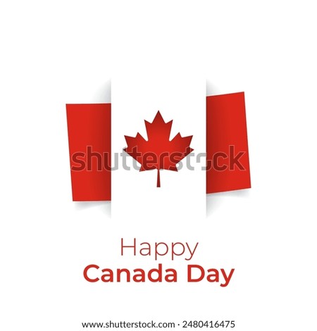 Happy canada day greeting card, template. National day. Canada flag in creative paper cut style for holiday card design. Vector illustration, original design