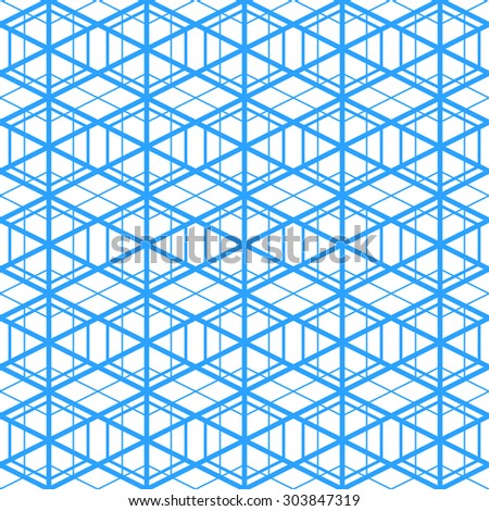 seamless geometric polygon pattern- blue on white
