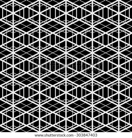 seamless geometric polygon pattern- white on black