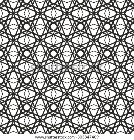seamless geometric polygon pattern- black on white