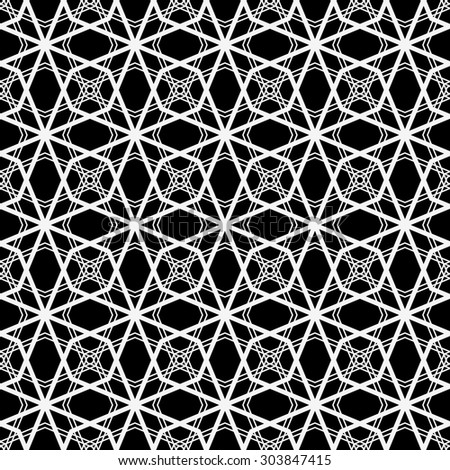 seamless geometric polygon pattern- white on black