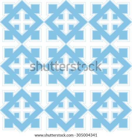 seamless geometric four sides arrow pattern- white on blue