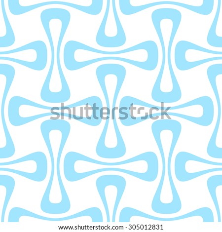 seamless geometric rounded shapes pattern- blue on white