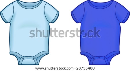Baby Onesies, 2 Different Blue Versions - Vector Illustrations ...