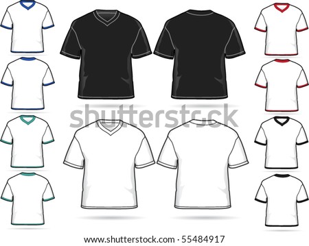 V-neck T-shirt Design - vector illustration set