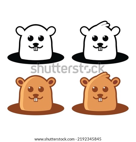 marmot animal design for groundhog day illustration modern flat vector