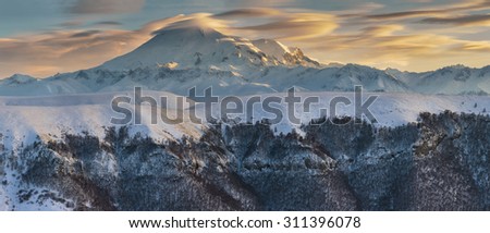 Russia, the Caucasus Mountains, Kabardino-Balkaria. The formation of storm clouds over the mountains.