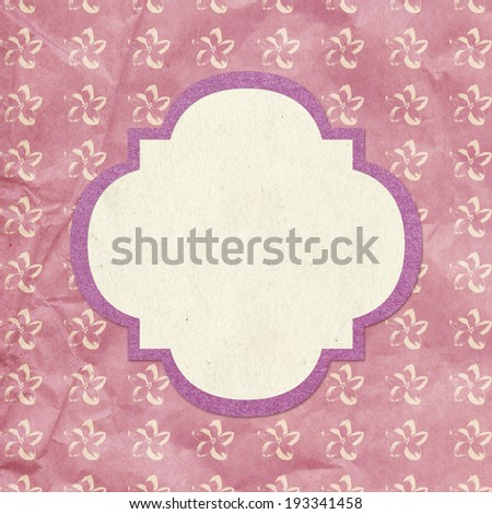 Vintage style purple background with frangipani plumeria pattern and frame