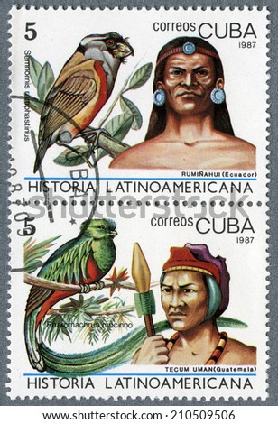CUBA - CIRCA 1987: Set of stamps - series History of Latin America, circa 1987