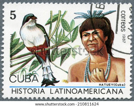 CUBA - CIRCA 1987: A stamp printed in CUBA - History of Latin America, circa 1987