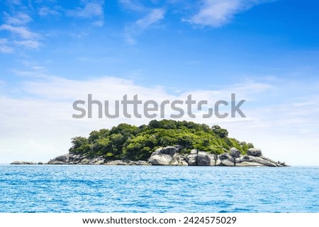 Similar – Image, Stock Photo Rocky island in sea against sunset sky aerial view