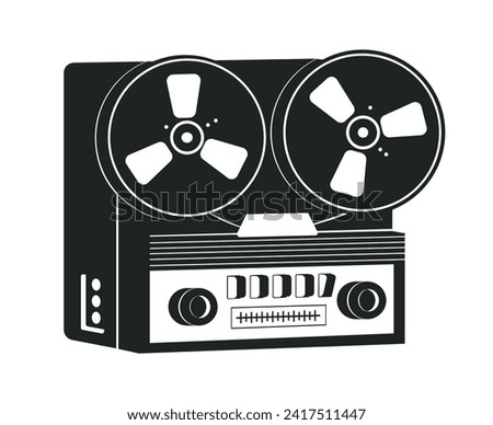 Retro music player silhouette. Old school audio device, audio tape player flat vector illustrations. Vintage music player silhouette