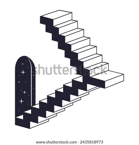 Abstract surreal ladder. Geometric monochrome stairs, modern stair flat vector background illustration. Minimal outline ladder