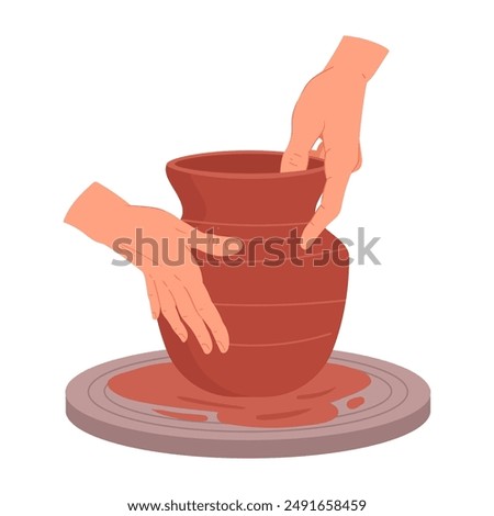 Similar – Image, Stock Photo Ceramist hands make a plate of clay