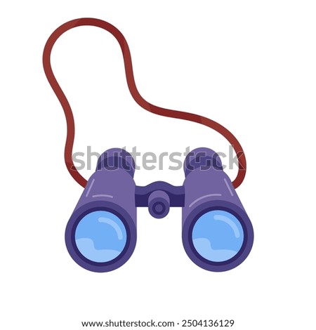 Cartoon binocular. Outdoor optical device, camping and hunting equipment flat vector illustration. Binocular on white background