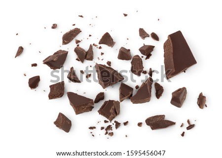 piece of chocolate isolated on white background with clipping path. . Top view. Flat lay. Imagine de stoc © 