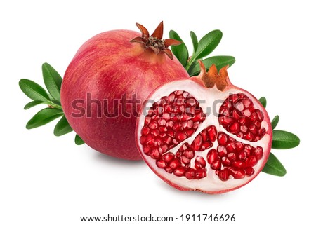 Pomegranate isolated on white background with clipping path and full depth of field.