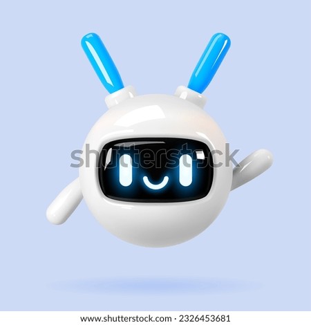  3d vector robot. AI bot character illustration for science and business. Design realistic render robot modern technology. Chatbot to help customers.