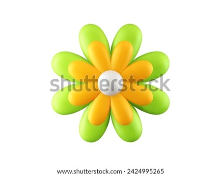 3d render collection of plants and clouds, set of vector flowers on isolated white background, design element, nature icons.