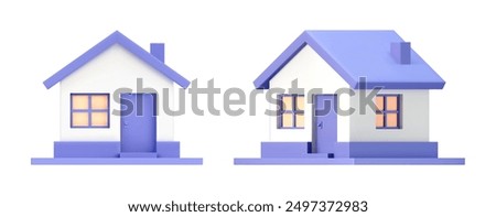 Home 3d vector in a minimalistic style for the interface of applications and web pages. Plastic render of house on isolated white background. 3d cartoon illustration symbol of security and protection.