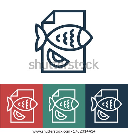 Linear vector icon with fish