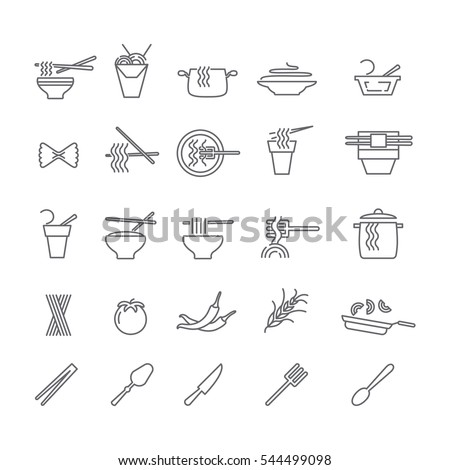 Icons with dishes of noodles