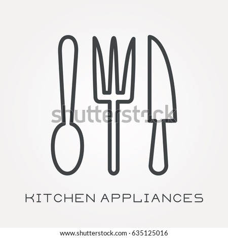 Line icon kitchen appliances