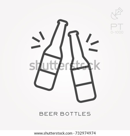 Line icon beer bottles