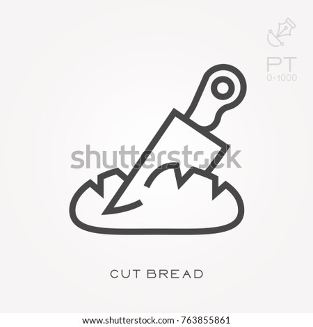 Line icon cut bread