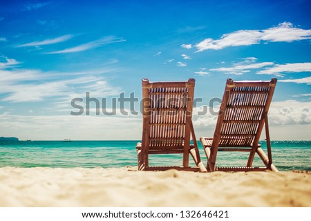 Two sitting place in a tropical beach