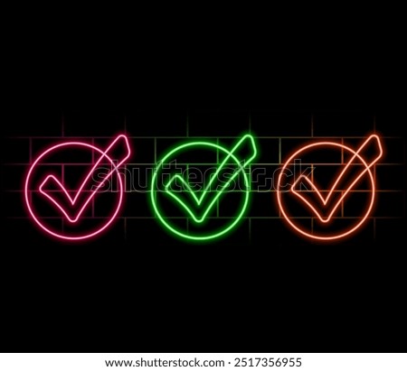 The sign is accepted and denied neon icon. Simple thin line, outline vector of web icons for ui and ux, website or mobile application.