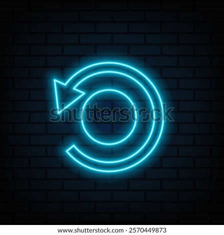 Neon arrow icon. Abstract left neon arrow. Neon arrow sign on black background.