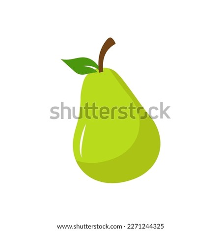 Pear icon vector illustration. Green colorful pear fruit icon isolated on white background. Cartoon flat design. Vector illustration.