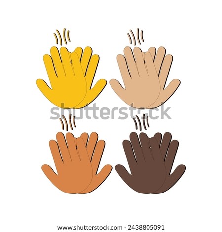 Hand with Fingers Splayed Gesture Icon. Raised hand emoji. Folded Hands sign, All skin tone gesture emoji